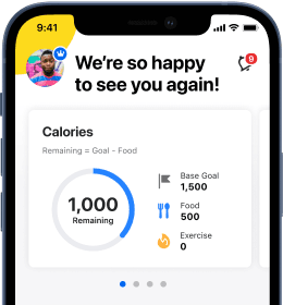 iPhone with an example of the MyFitnessPal’s Dashboard.