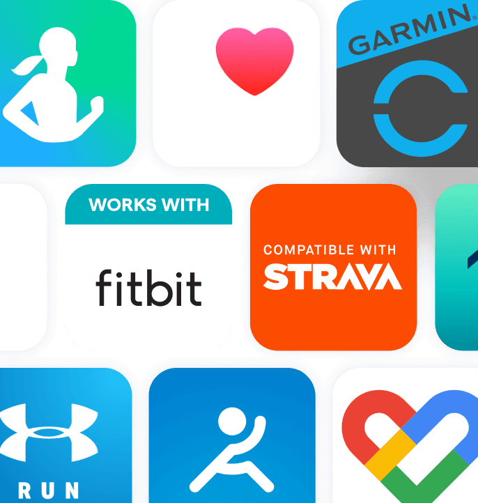 Sample of icons from apps that sync with MyFitnessPal, including Apple Health Kit, Google Fit, Fitbit, Garmin, Strava, and Samsung Health.